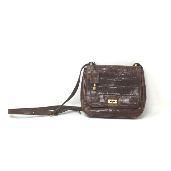 Fossil Handbags - Vintage Fossil Brown Leather Lock Cross Body Bag